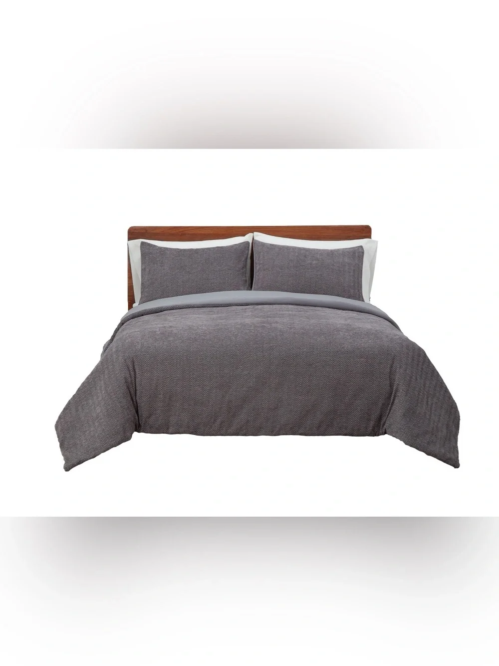 Berkshire Charcoal Herringbone Chenille 3-Piece Comforter Set